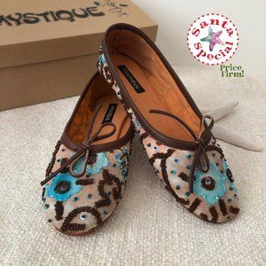 PRICE DROP! ⬇️ Mystique Beaded Floral Ballet / Hostess Flats, sz 8